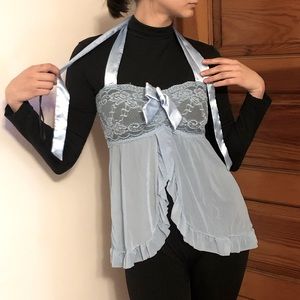 Lace lingerie baby blue top